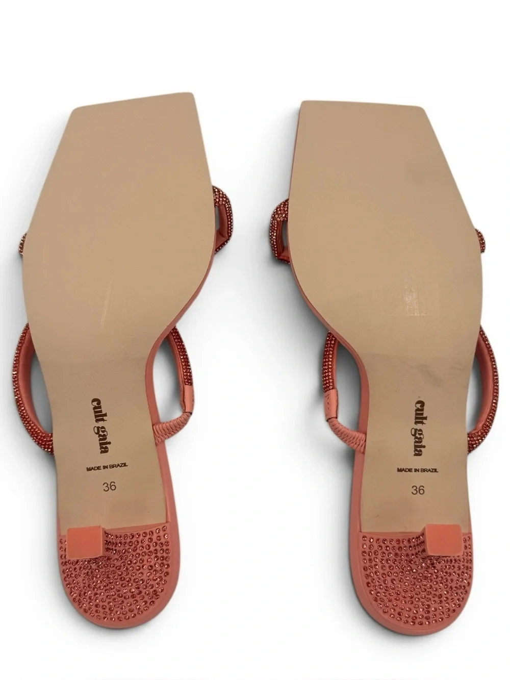Cult Gaia | Rhinestone-Embellished 50mm Sandals | Size 36 | Pink